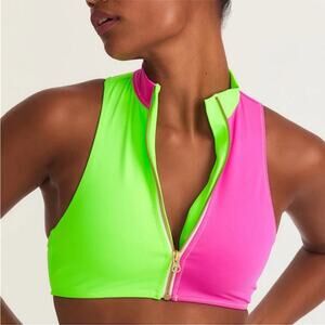 NEW LoveShackFancy x Hurley Solid Blocked High Neck Bikini Top M